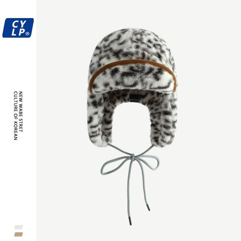 Leopard Patterned Fluffy Trapper Hat Product Image