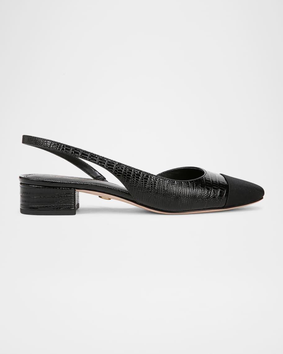 Cecile Lizard-Embossed Slingback Ballerina Flats Product Image