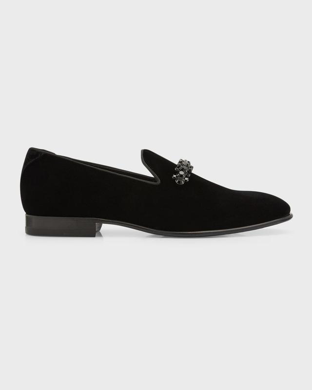 Mens Thame Crystal-Embellished Velvet Loafers Product Image