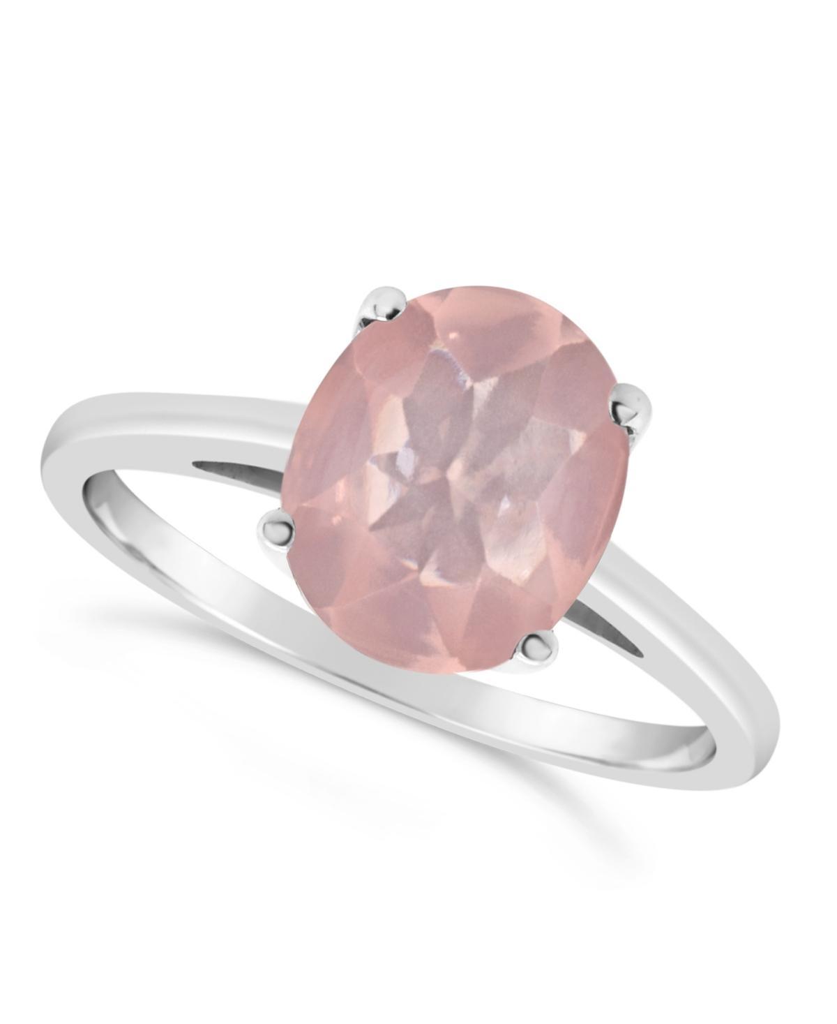 Alyson Layne Sterling Silver Rose Quartz Oval Solitaire Ring, Womens Product Image