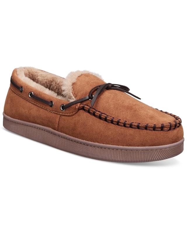 Club Room Mens Faux-Suede Moccasin Slippers with Faux-Fur Lining, Created for Macys Product Image