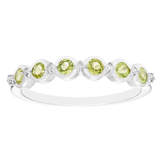 Boston Bay Diamonds Sterling Silver Gemstone & 1/10 Carat T.W. Diamond Stacking Ring, Womens Created Green Product Image