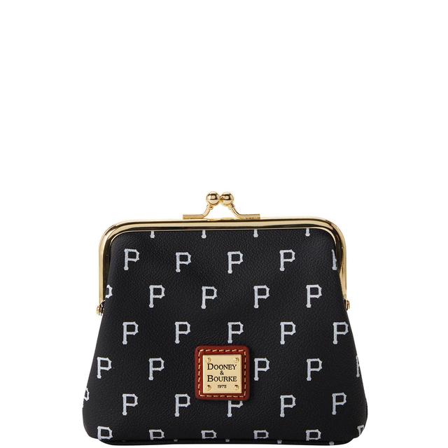 Dooney & Bourke Womens MLB Pirates Large Framed Coated Cotton Purse Bag in Black Product Image