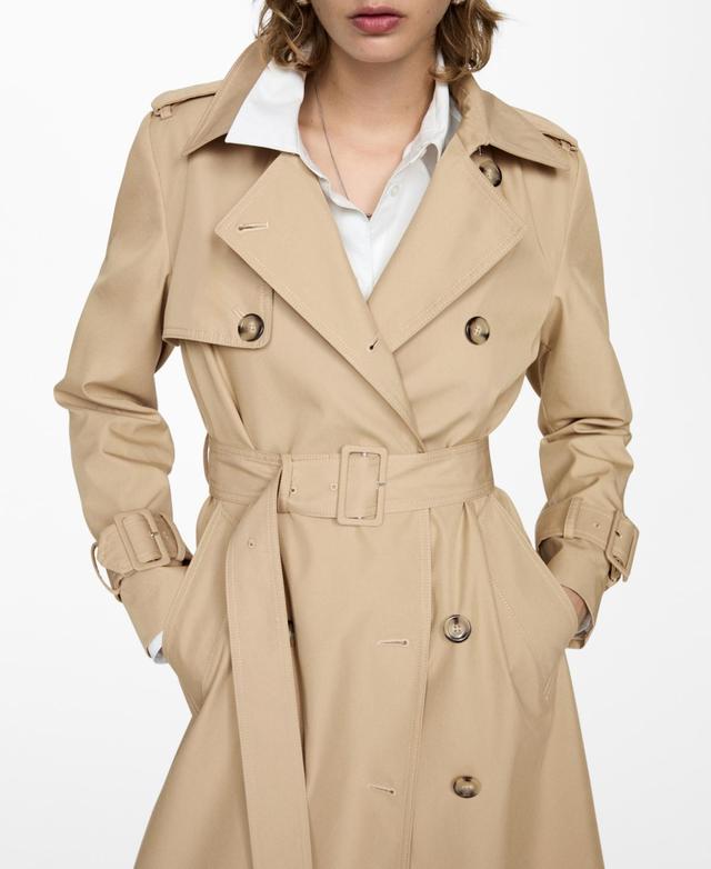 Mango Womens Double-Breasted Cotton Trench Coat Product Image