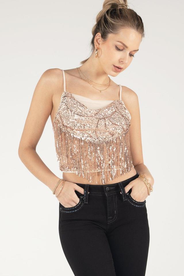 Fringe Sequin Crop Top Product Image