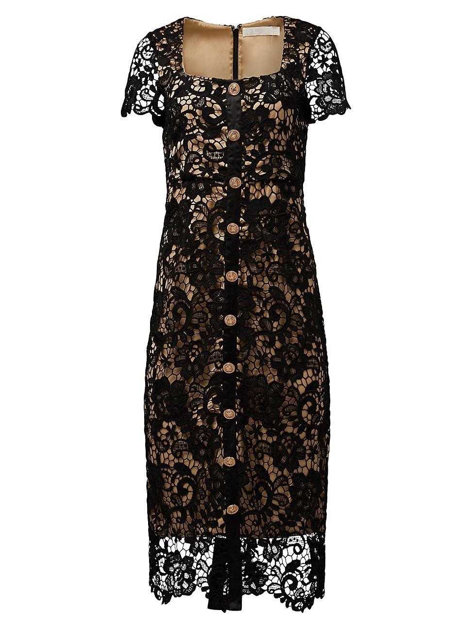 Womens Short-Sleeve Lace Midi-Dress product image