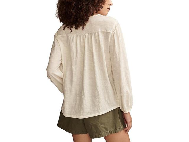 Lucky Brand Lace Trim Cotton Peasant Top Product Image