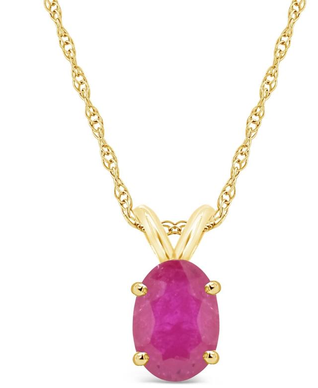 Celebration Gems 14k Gold Oval Ruby Pendant Necklace, Womens Product Image