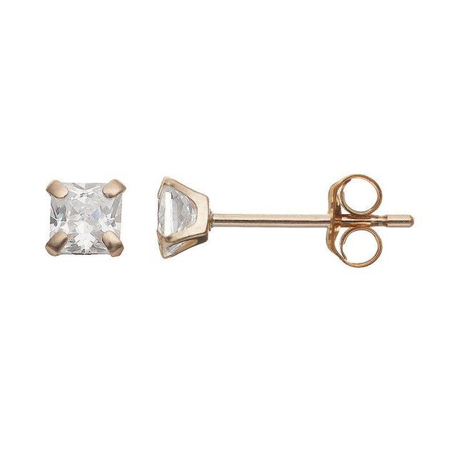 Taylor Grace Cubic Zirconia 10k Gold Stud Earrings, Womens, White Product Image