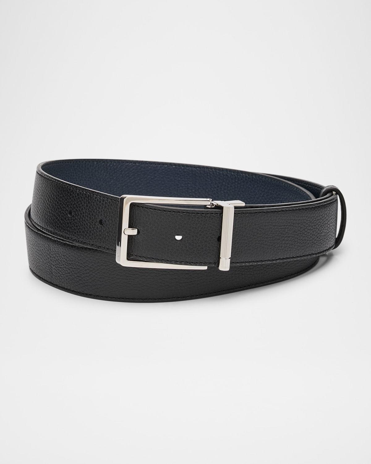 Mens Grained Leather Roller-Buckle Belt Product Image