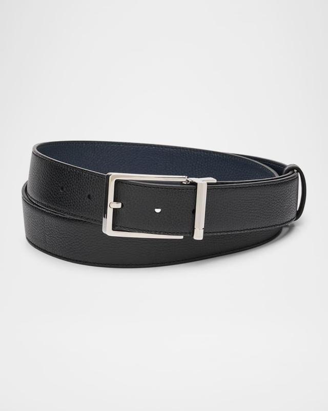 Men's Grained Leather Roller-Buckle Belt Product Image