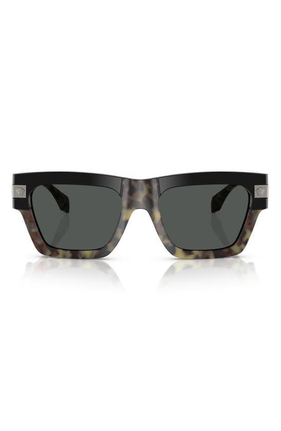 VERSACE 55mm Plaque Rectangular Sunglasses In Havana Product Image