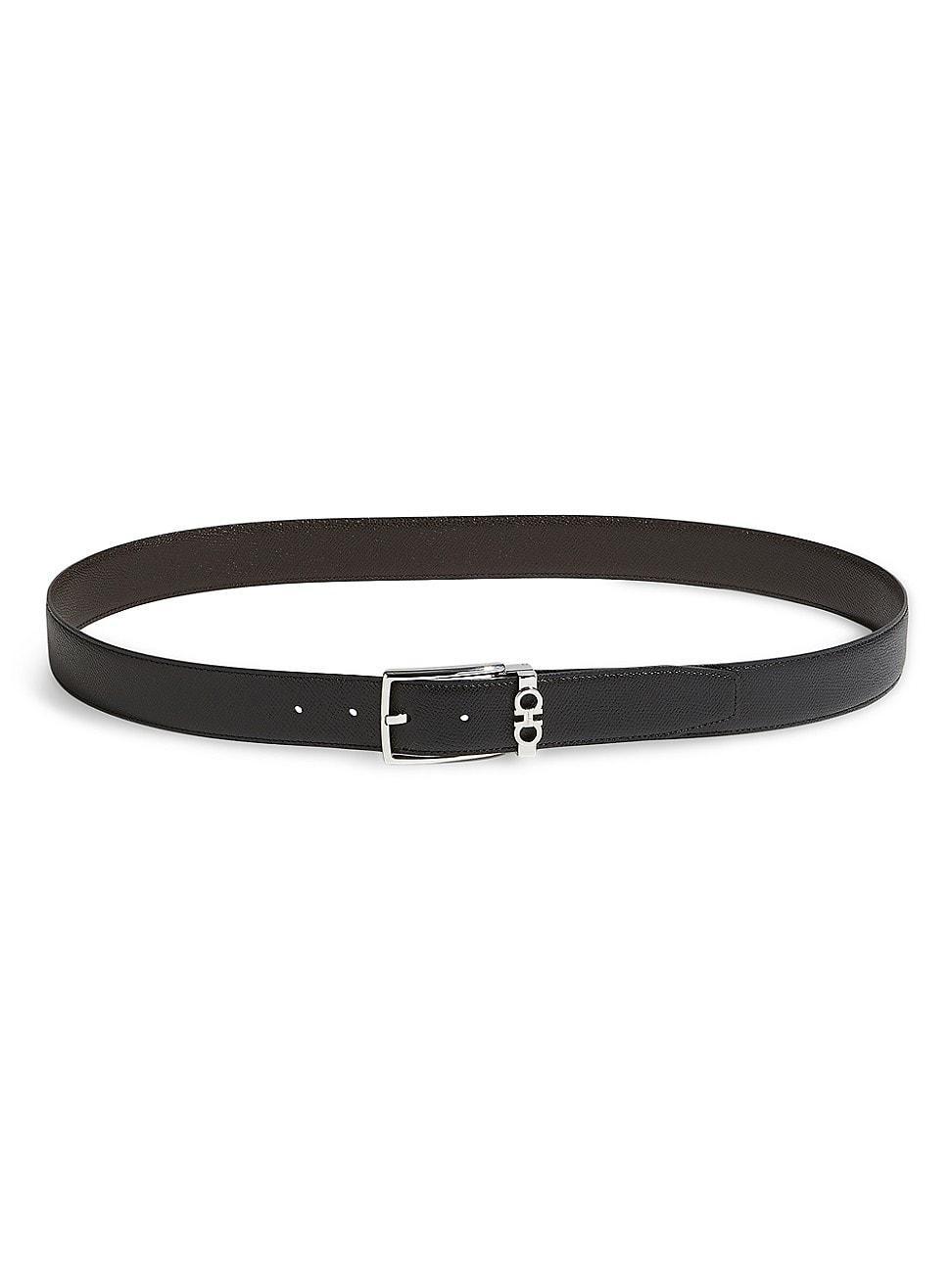 Men's Reversible Textured Leather Belt with Classic Buckle Product Image