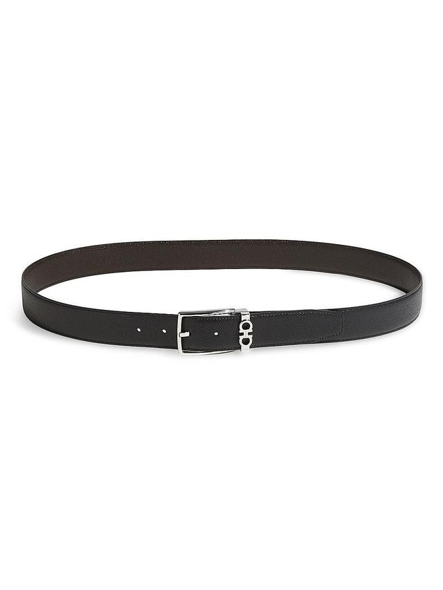 Mens Reversible Textured Leather Belt with Classic Buckle Product Image