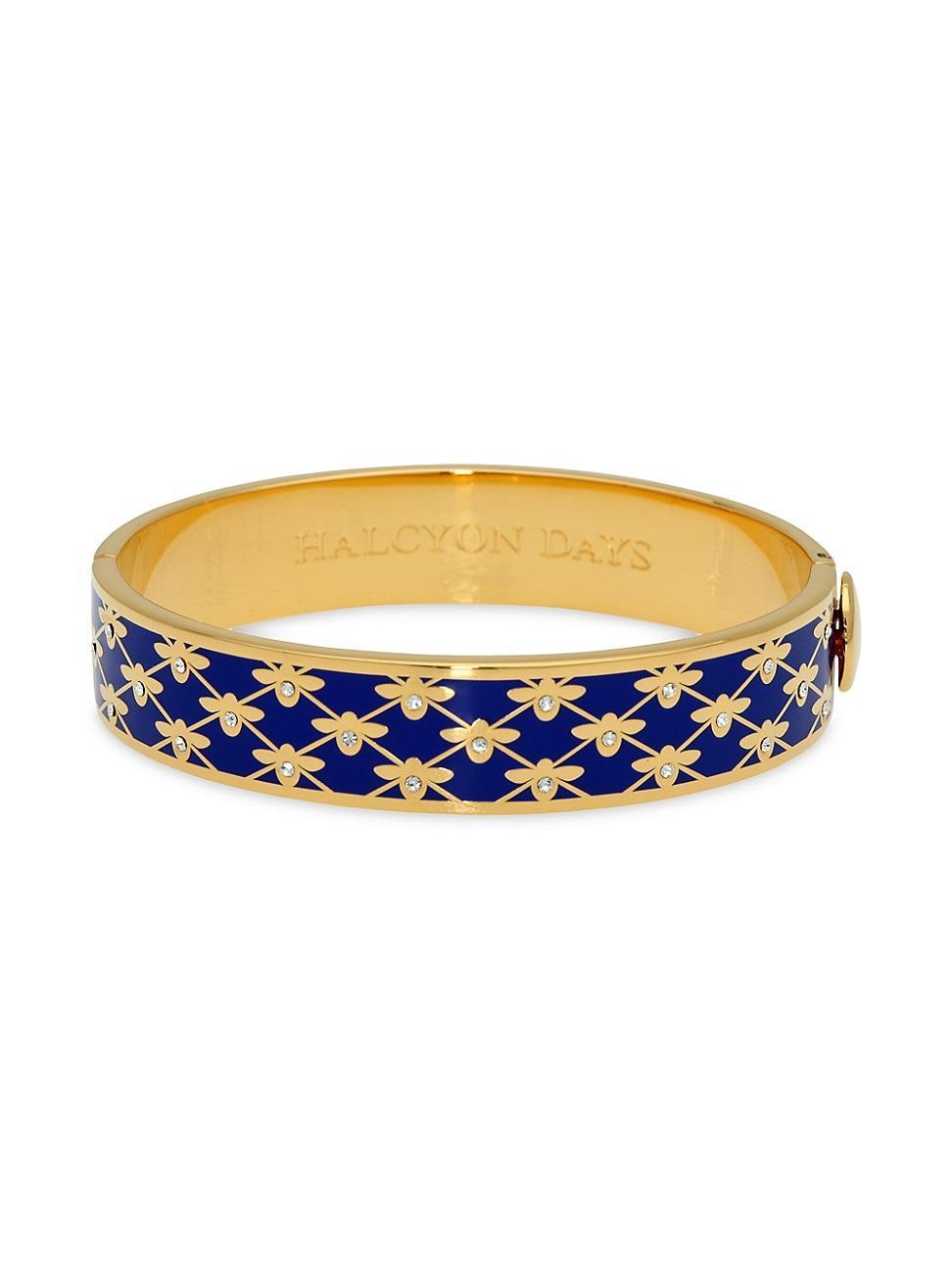 Womens Bee Sparkle Trellis 18K Gold-Plated Hinged Bangle Product Image