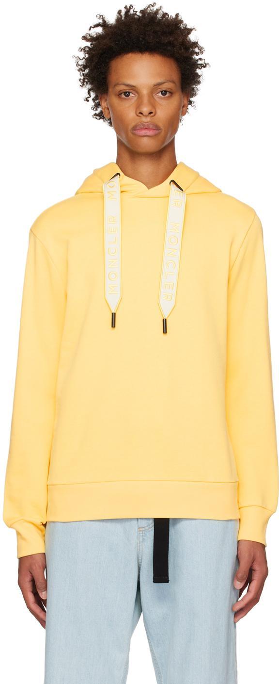 Yellow Embroidered Drawstring Hoodie In 180 Yellow Product Image