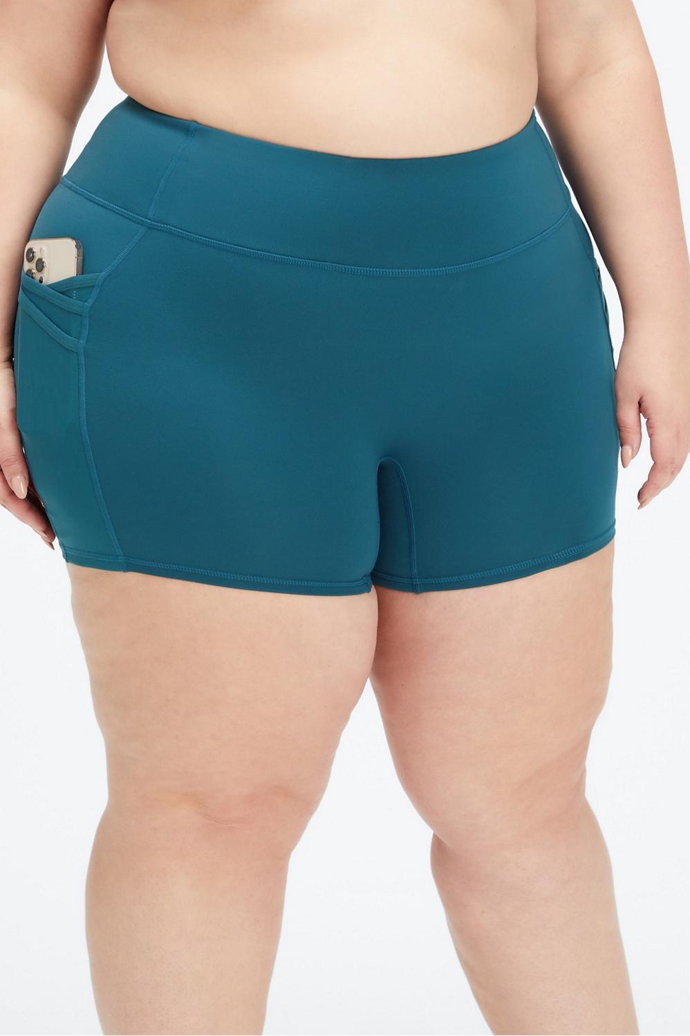 Fabletics Trinity Mid-Rise Pocket 5 Short Womens blue plus Size 4X Product Image