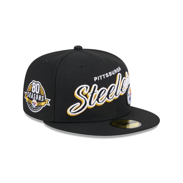 Pittsburgh Steelers Script Sided 59FIFTY Fitted Hat Male Product Image