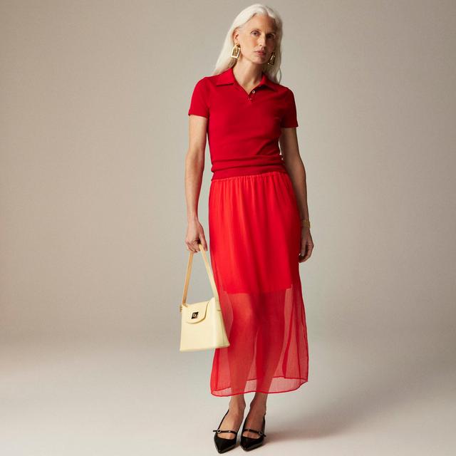 Gwyneth layered slip skirt in crinkle chiffon Product Image