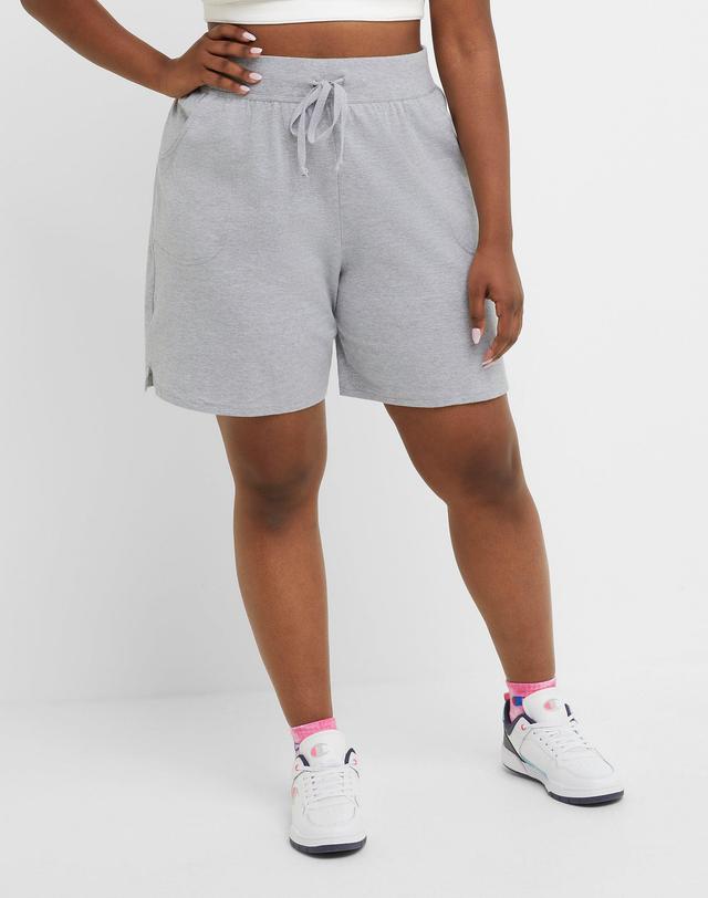 Womens Champion Jersey Shorts, C Logo, 7.5 (Plus Size) Granite Heather 2X Product Image