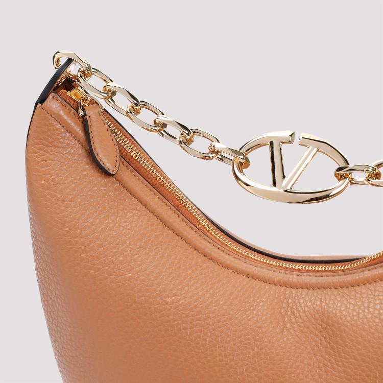 V Logo Moon Medium Hobo Bag In Brown Product Image