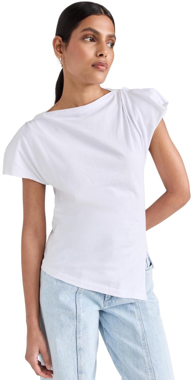 Isabel Marant Sebani Asymmetric Raw Edge Cap Sleeve Cotton Blouse Product Image