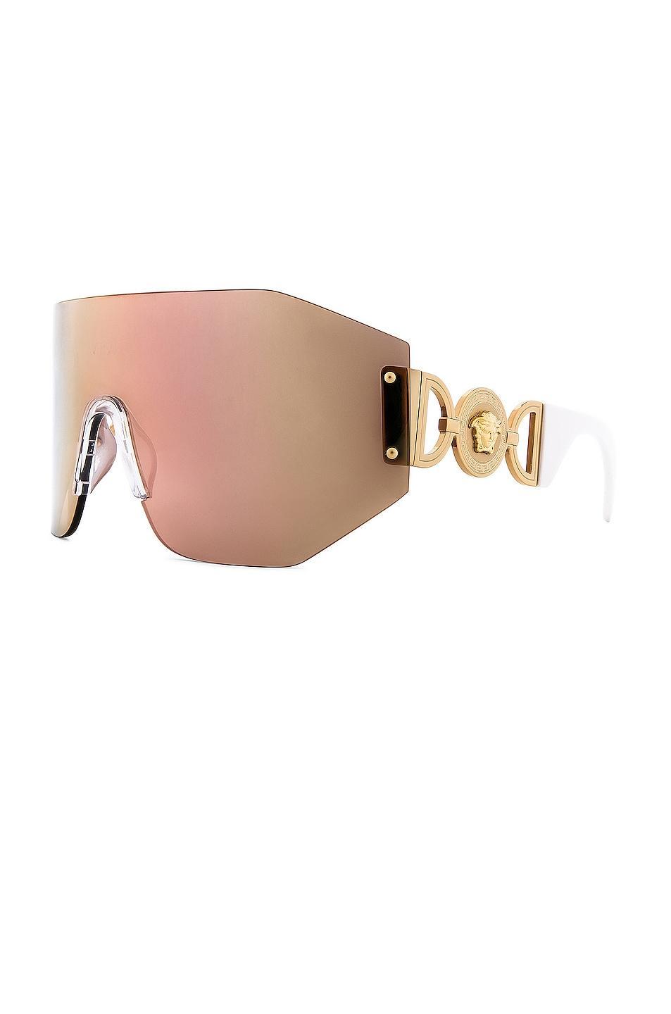 VERSACE Shield Sunglasses in White Product Image