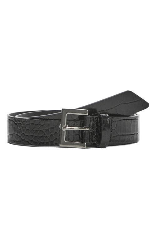 MANGO - Croc-effect leather belt - S - Women Product Image