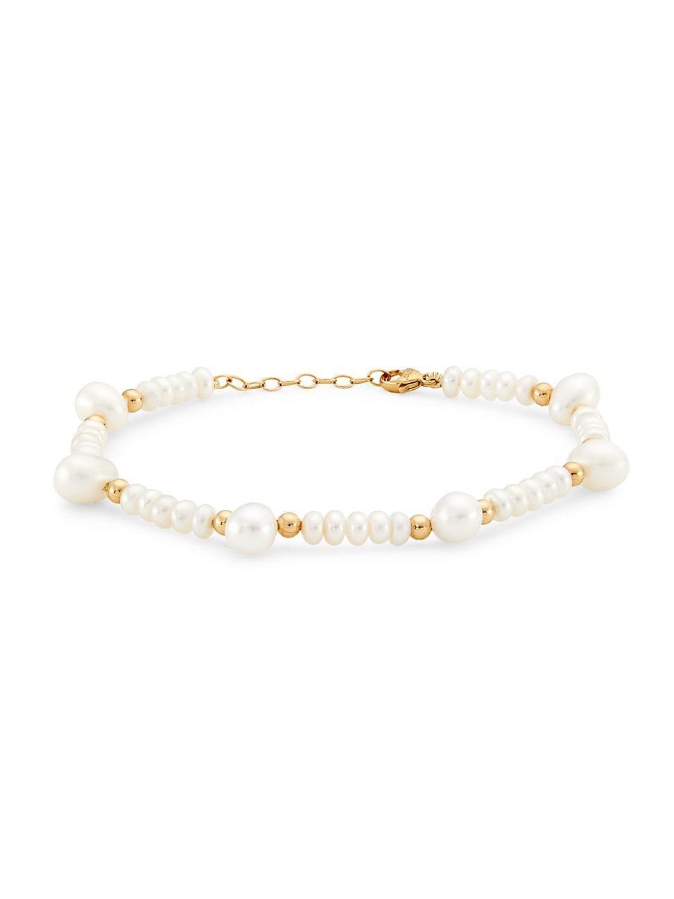 Womens Ocean 14K Yellow Gold, Freshwater Pearl & Bead Bracelet Product Image