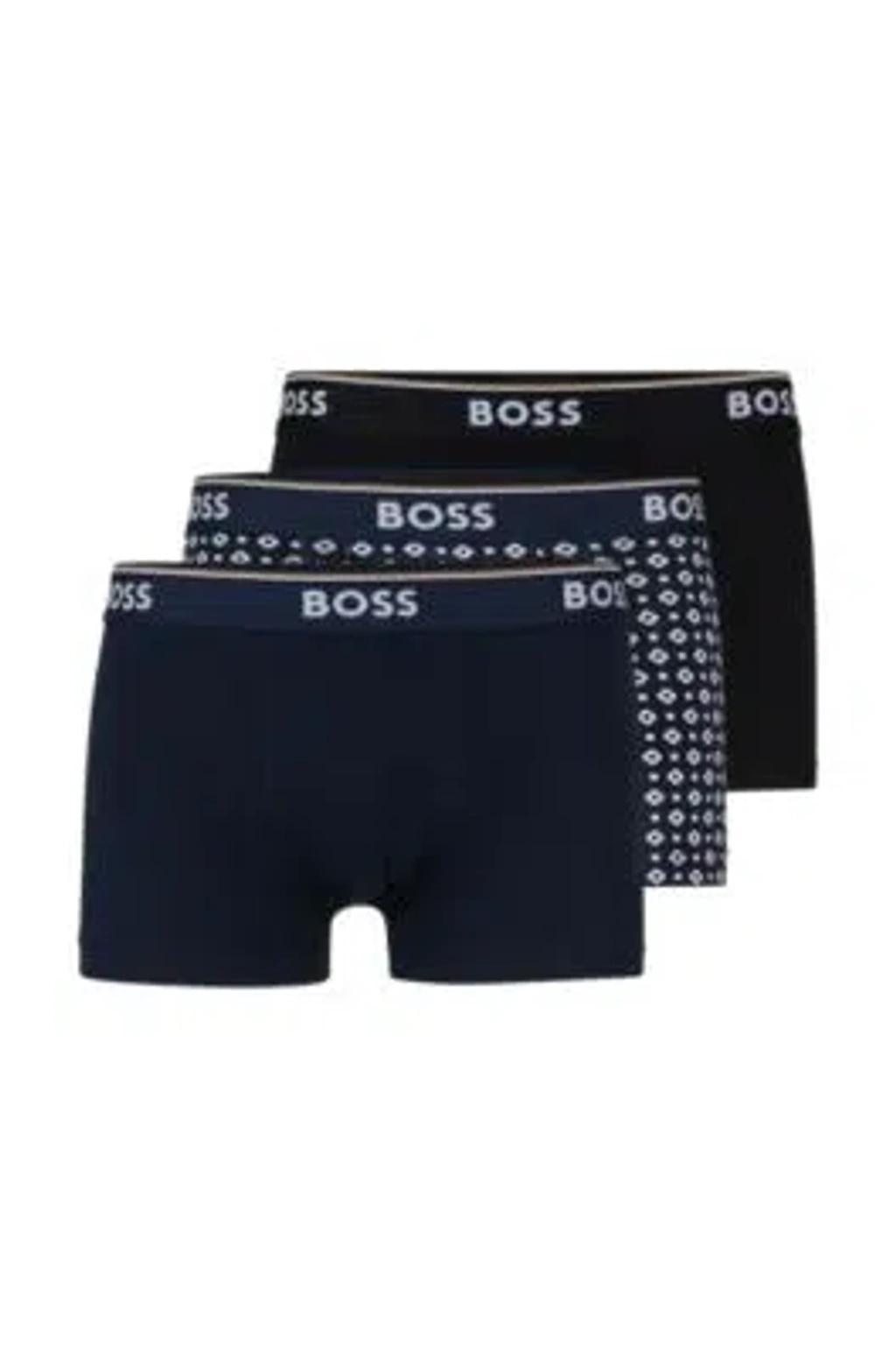 Three-pack Of Stretch-cotton Trunks With Logo Waistbands In Patterned Product Image