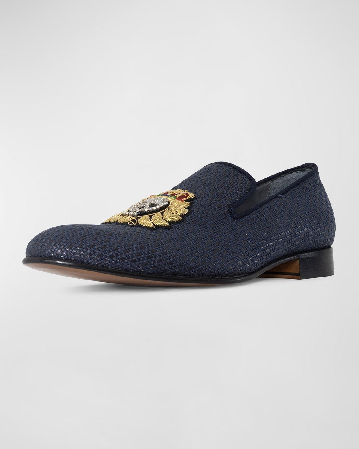 Men's Spencer Raffia Crest Logo Loafers Product Image