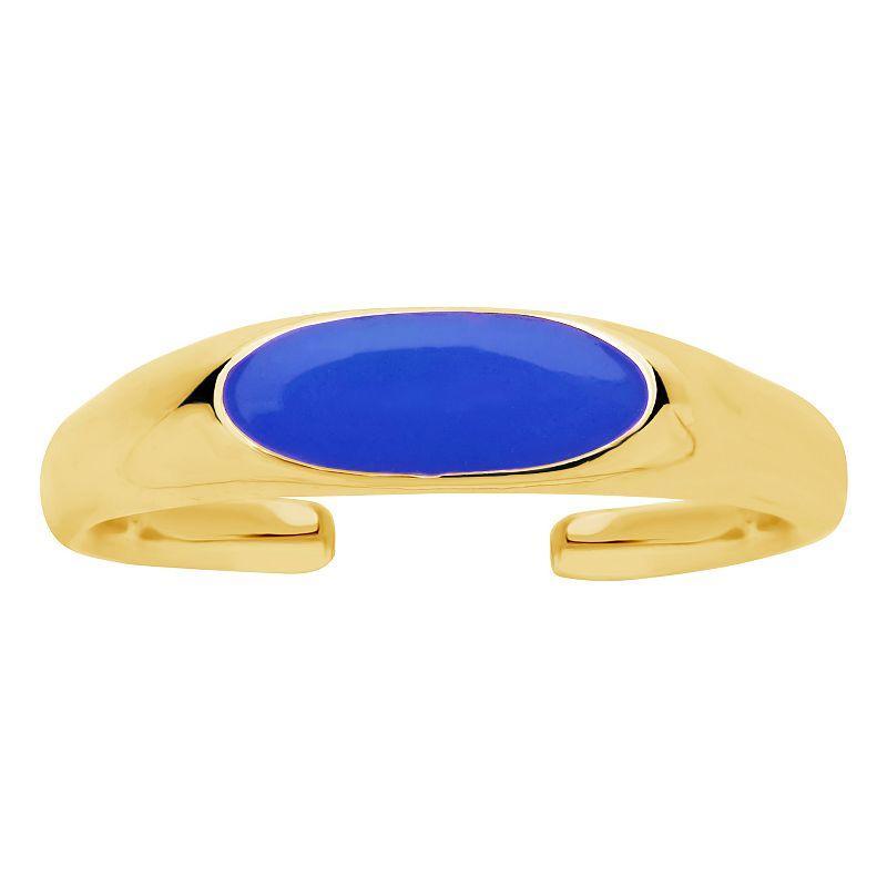 MC Collective Sterling Silver Enamel Open Signet Ring, Womens Gold Tone Blue Product Image