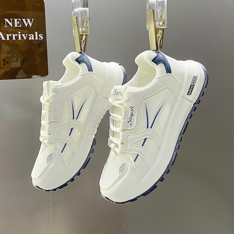 Platform Two Tone Mesh Panel Lace-Up Sneakers Product Image