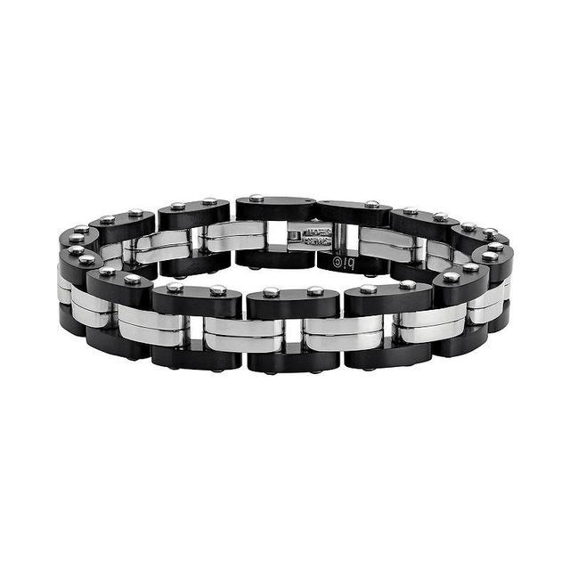 Mens LYNX Two-Tone Stainless Steel Link Bracelet Black Product Image