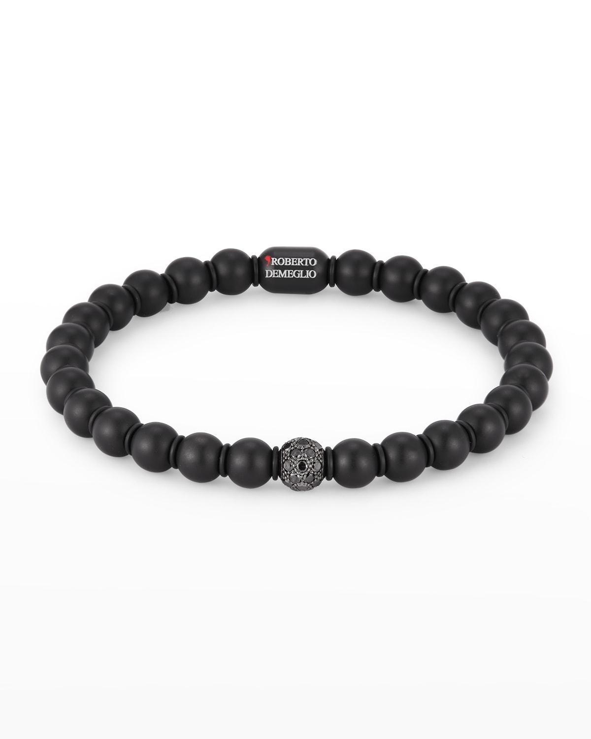 Mens Matte Black Ceramic Rondelle Bracelet Product Image