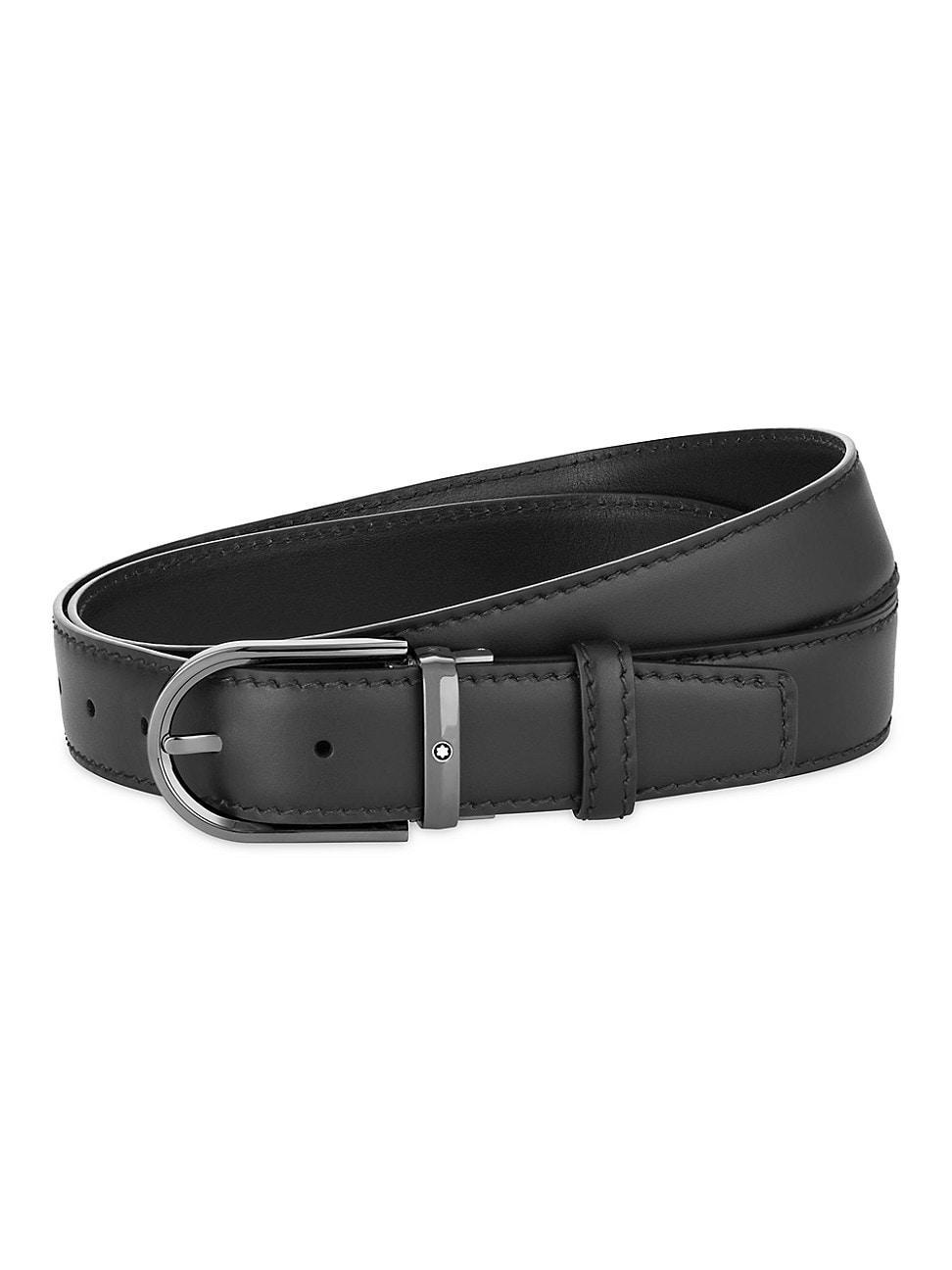 Mens Horseshoe Cut-to-Size Leather Belt Product Image