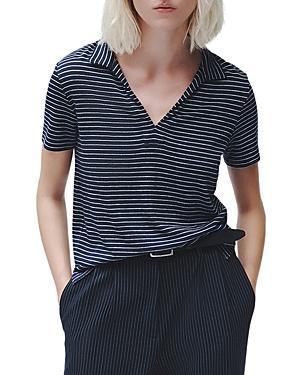 Womens Striped Stretch Cotton Knit Shirt Product Image