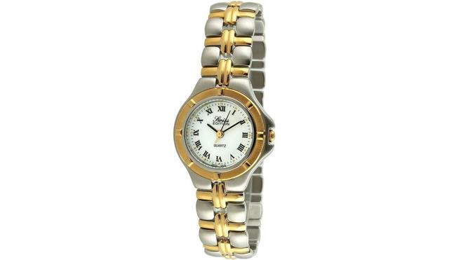 Swiss Edition Womens Two-Tone Gold Plated Bracelet Watch with Sport Bezel Product Image