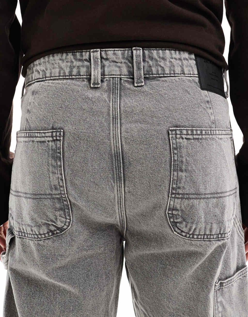 Jack & Jones eddie baggy painter jean in washed gray Product Image