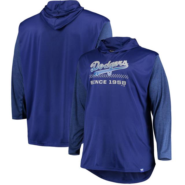 Mens Royal/Heathered Royal Los Angeles Dodgers Big & Tall Wordmark Club Pullover Hoodie Product Image