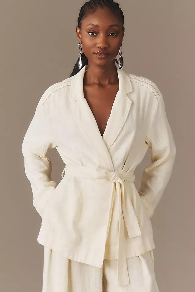 By Anthropologie Linen Tie-Front Jacket Product Image