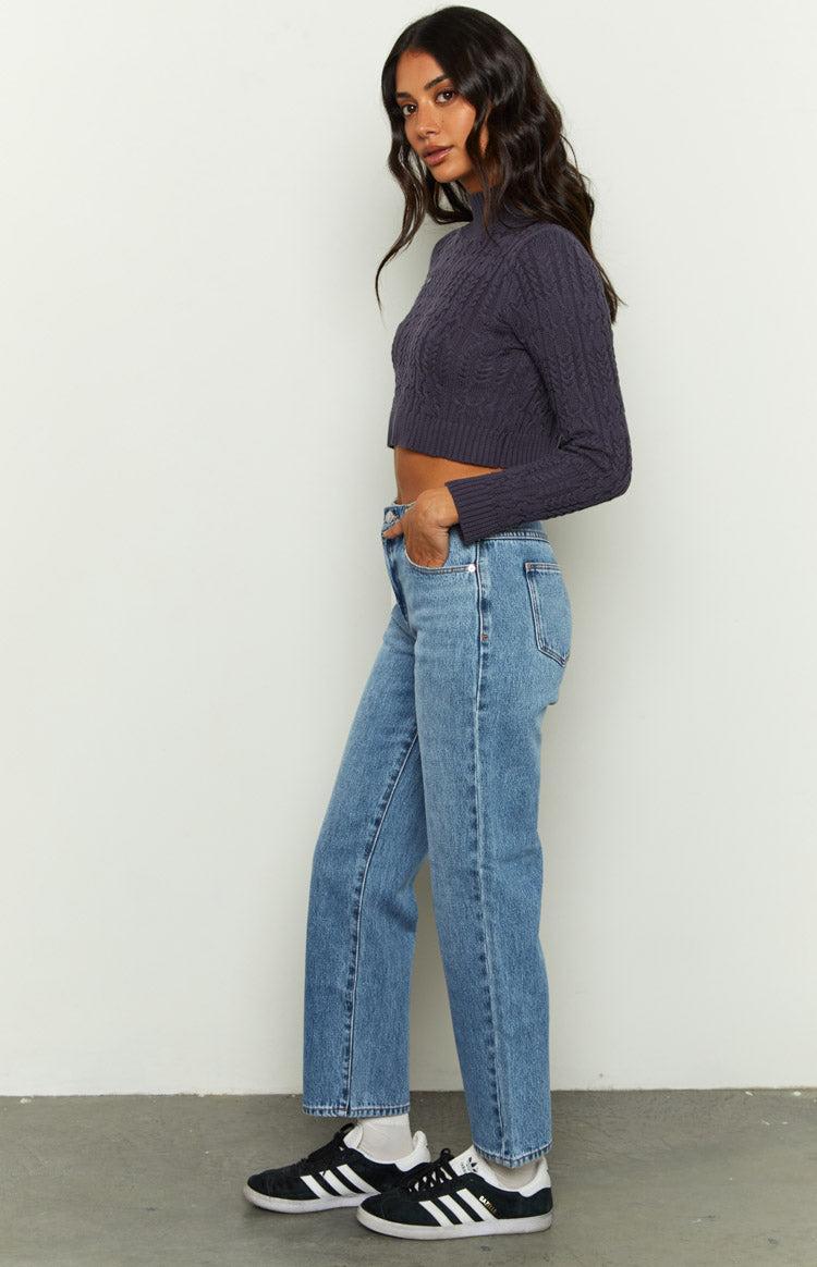 Abrand Scout 95 Mid Straight Crop Blue Jeans Product Image