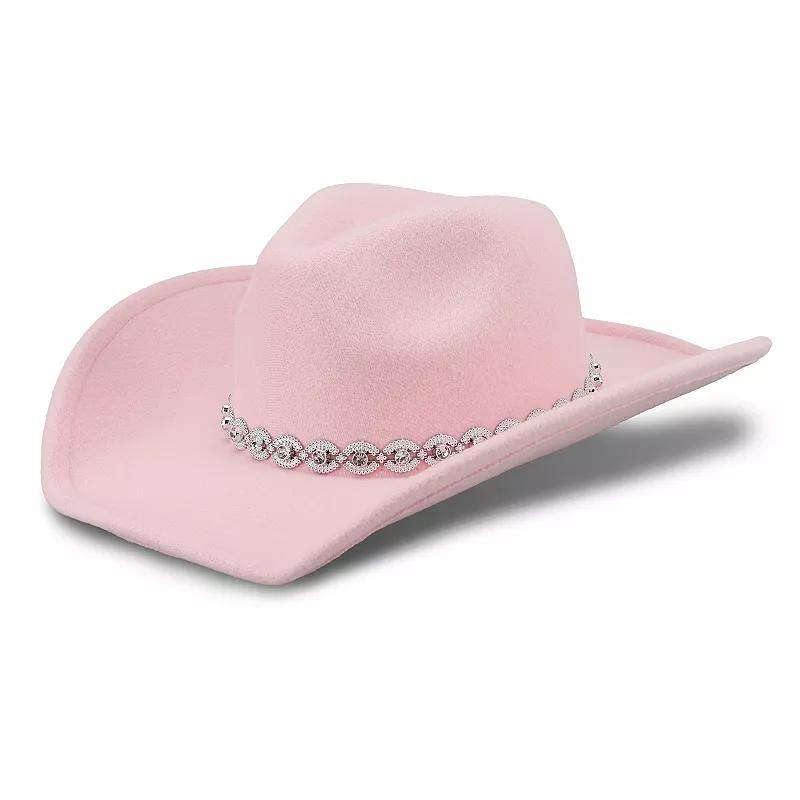 Womens JS Jessica Simpson Western Twisted Rhinestone Band Felt Cowboy Hat Product Image