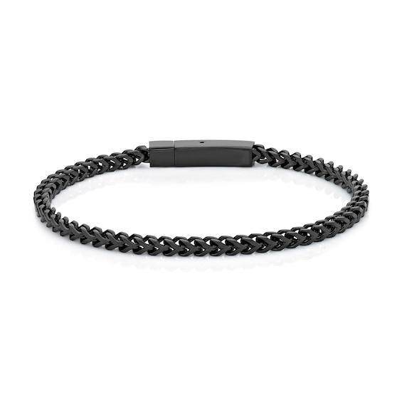 Men's 4.0mm Satin-Finish Foxtail Chain Bracelet in Solid Stainless Steel with Black IP - 9.0" Product Image