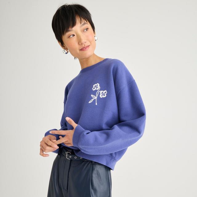 Cropped graphic sweatshirt with floral embroidery Product Image