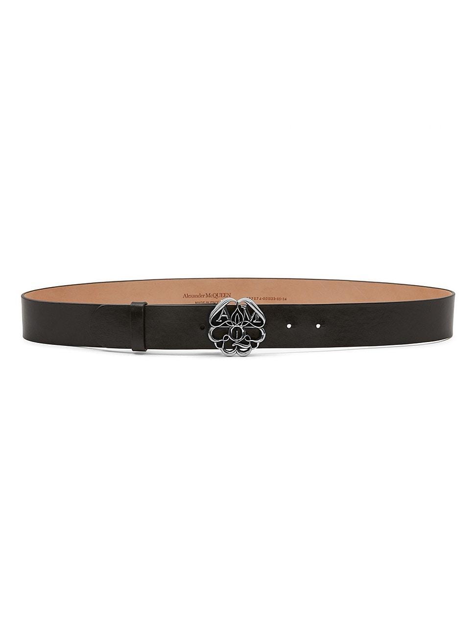 Alexander McQueen Seal Buckle Leather Belt Product Image