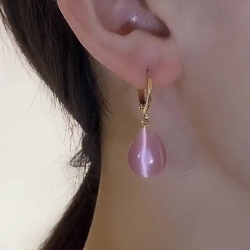 Waterdrop Gemstone Drop Huggie Earring Product Image