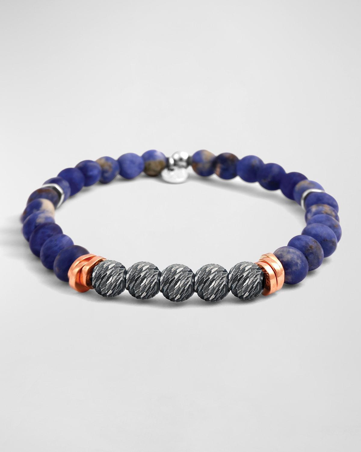 Mens Blue Stonehenge Beaded Bracelet Product Image