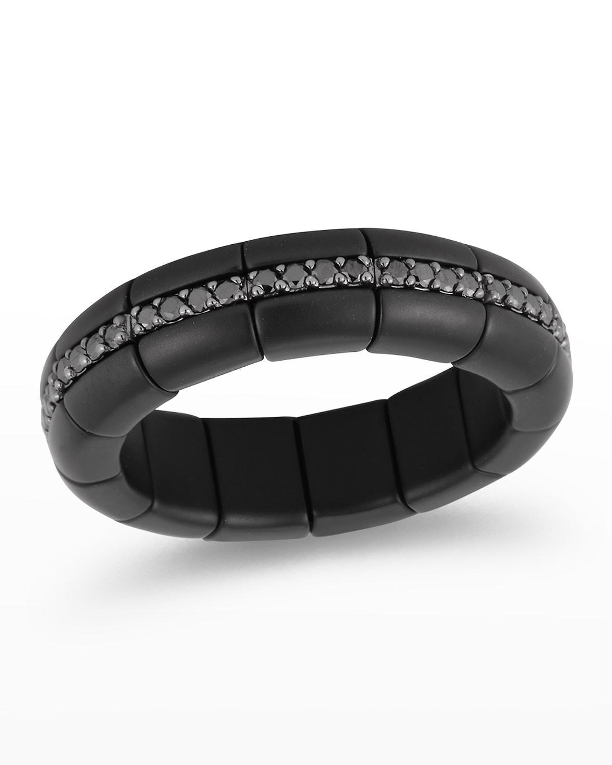 Mens Black Matte Ceramic Eternity Ring with Black Diamonds Product Image