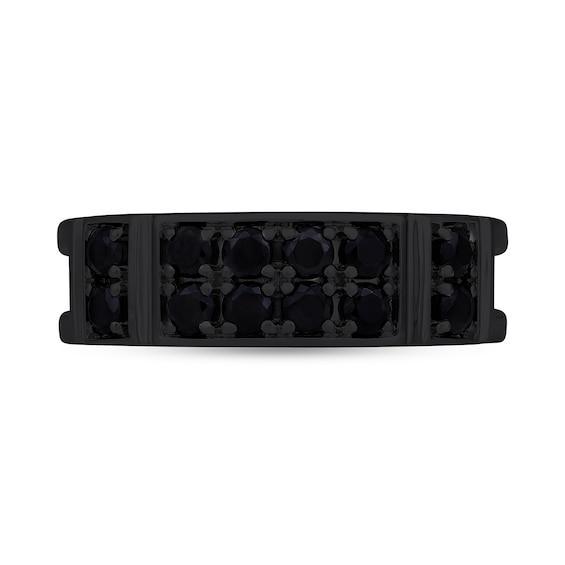 Men's 1 CT. T.w. Black Diamond Collar Double Row Band in Oxidized Black Sterling Silver Product Image